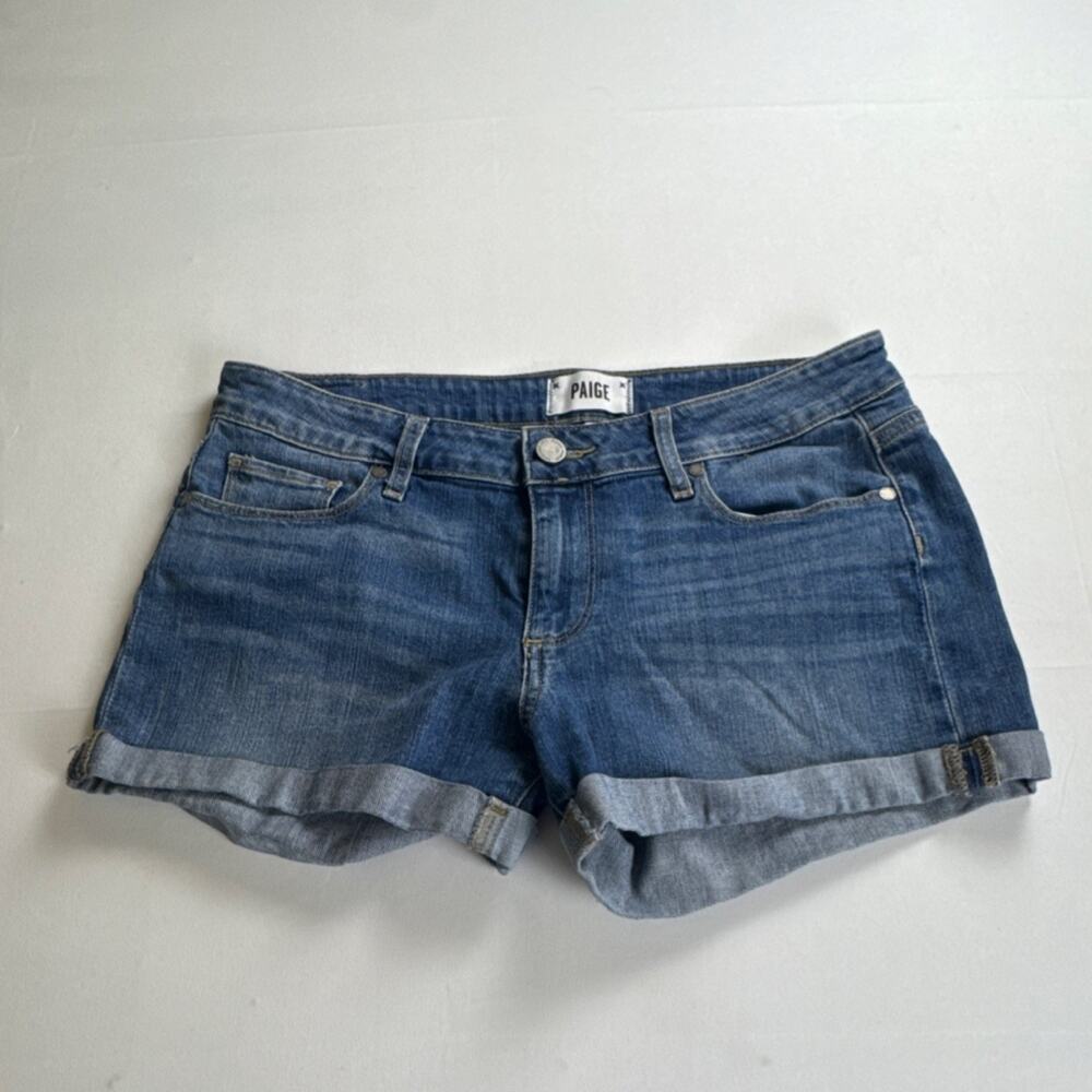PAIGE Cut-Off Denim Shorts Women’s Size 27 Blue Cuffed Pockets Casual Summer